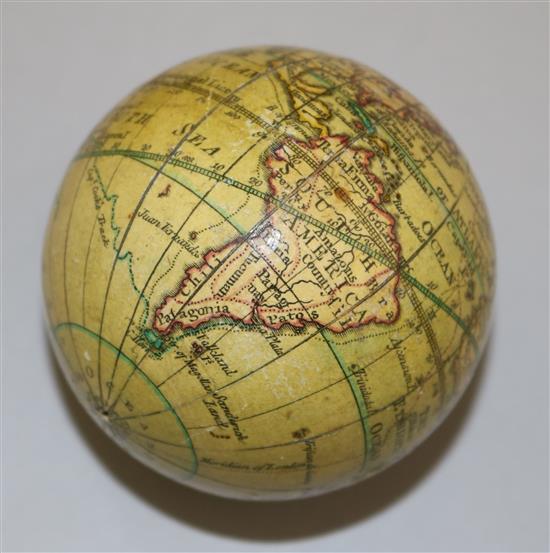 A Nathaniel Lane Pocket New Globe of the Earth, dated 1776,